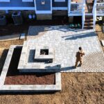 paver patio, big patio, patio ideas, patio lighting, inlite, in lite, big pavers, techo bloc, techobloc, fire place, fire pit, fire features, paver border, sitting wall, retaining wall, blu60,