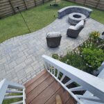 paver patio, big patio, patio ideas, patio lighting, inlite, in lite, big pavers, techo bloc, techobloc, fire place, fire pit, fire features, paver border