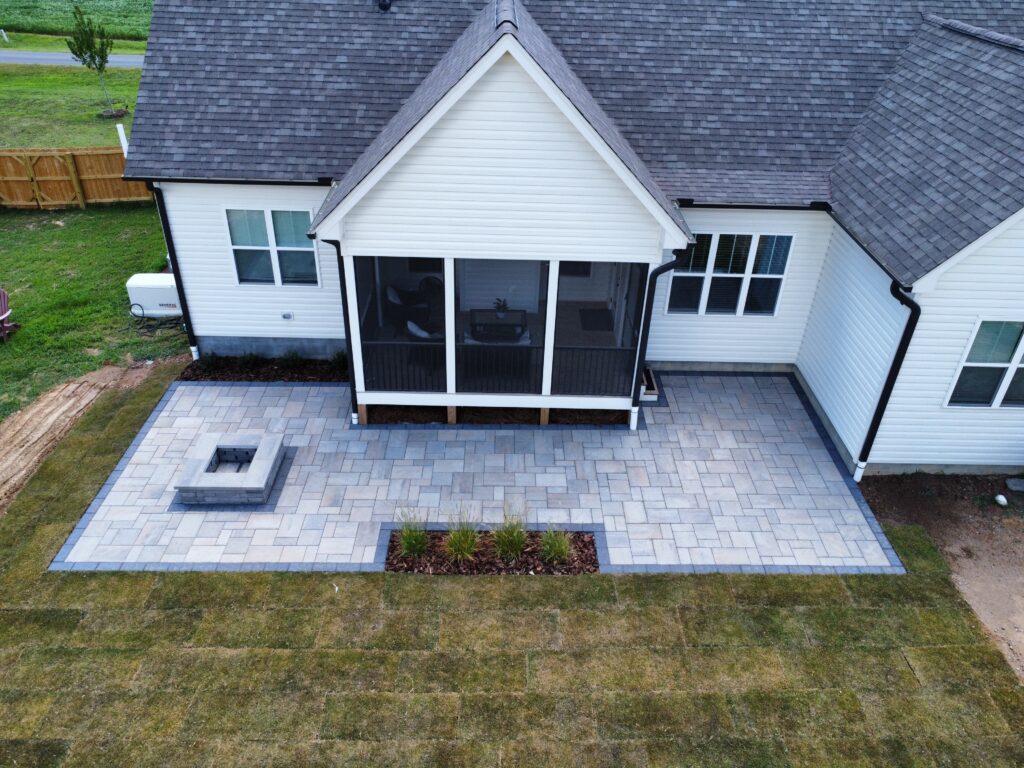 paver patio, big patio, patio ideas, patio lighting, inlite, in lite, big pavers, techo bloc, techobloc, fire place, fire pit, fire features, paver border