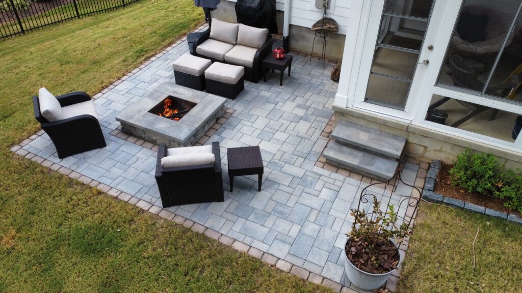 fire pit, outdoor furniture, paver patio cost, patios, patio ideas, patio furniture, bermuda grass, stone edging, porch, fire place