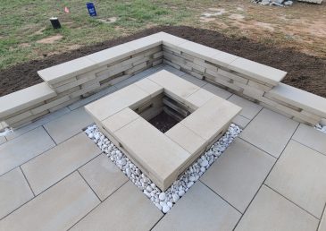 paver patio, big patio, patio ideas, patio lighting, inlite, in lite, big pavers, techo bloc, techobloc, fire place, fire pit, fire features, paver border, sitting wall, retaining wall, blu60,