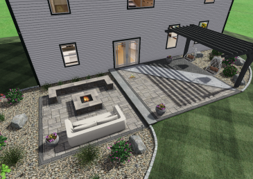 Pavers, landscape design, paver patio design 3D design