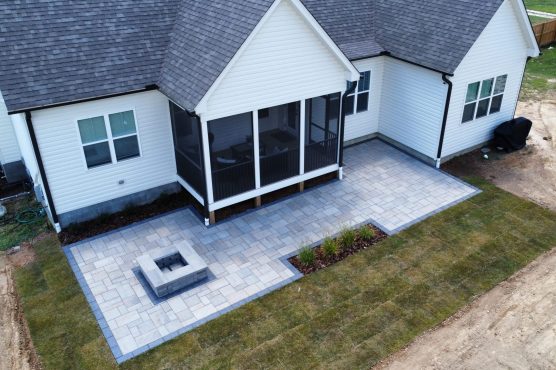 paver patio, fire pit, fire place, Bermuda grass, home addition, landscaping